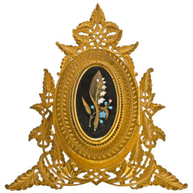 French Pietra Dura & Ormolu Double Portrait Easel Frame