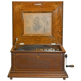 American Double Comb Disc Music Box in Quarter Sawn Oak Case