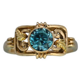 American Blue Zircon Ring by Bastion Bros., 1.10 Carats