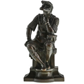 Patinated Miniature Bronze Roman Centurion Sculpture