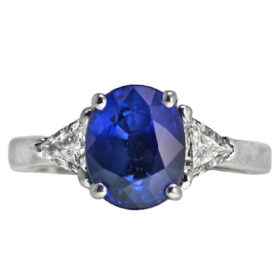 GIA Certified Madagascar Sapphire and Diamond Ring, 3.40-Carats