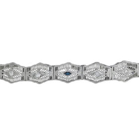 Art Deco Era Diamond and Sapphire Filigree Bracelet