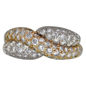14K White Gold & Yellow Gold Diamond Crossover Ring