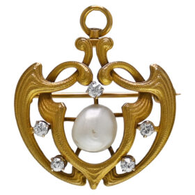 Art Nouveau Scrollwork Pendant/ Brooch