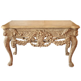 Hand-Carved Lion & Cornucopia Console Table