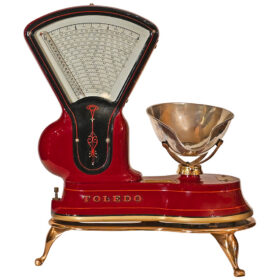 American Toledo Three-Pound Candy Scale in Deep Red & Brass