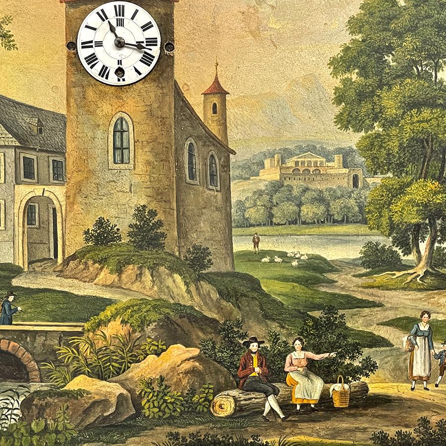 Austrian Musical Painting Clock Renaissance Antiques