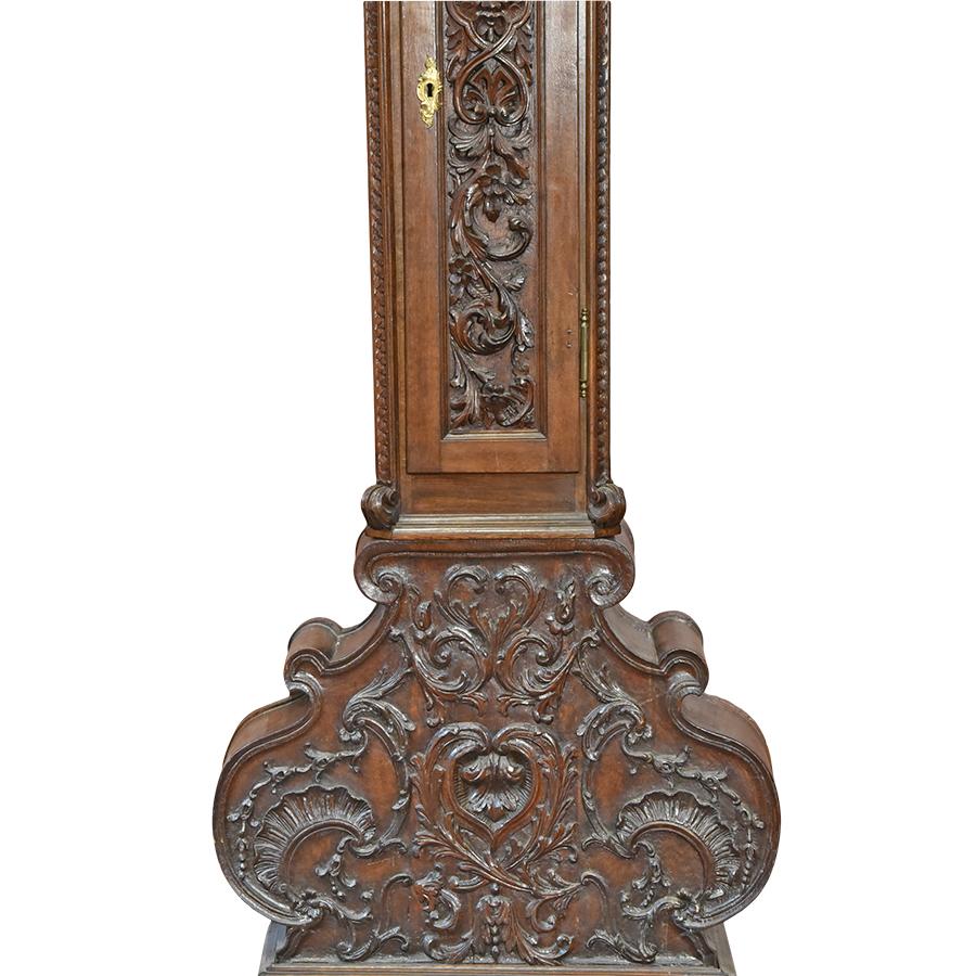 French Monumental Hand Carved Tall Case Clock Renaissance Antiques