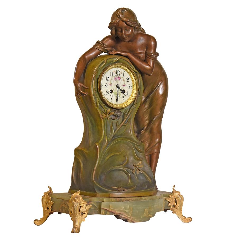 French Art Nouveau Clock Garniture Renaissance Antiques