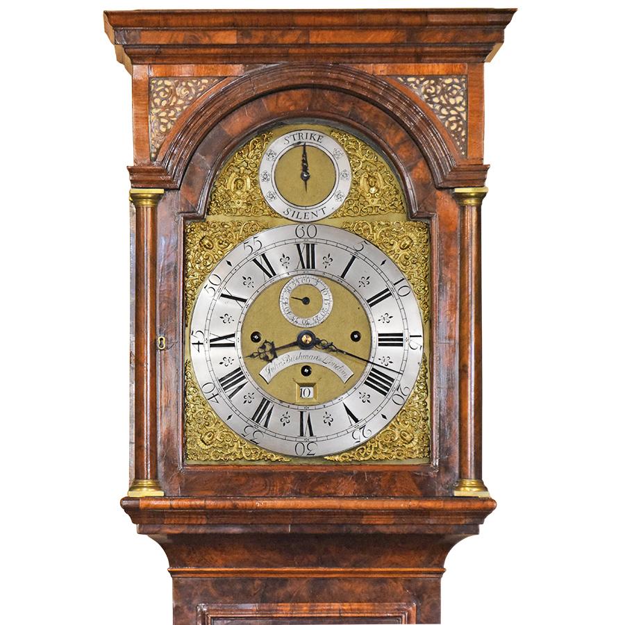 18th Century Burl Walnut Tall Case Clock by John Bushman Renaissance