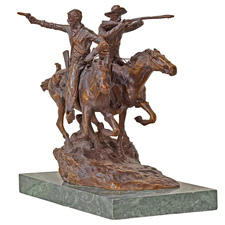 Recast Frederick Remington Bronze Sculpture of Two Cowboys on