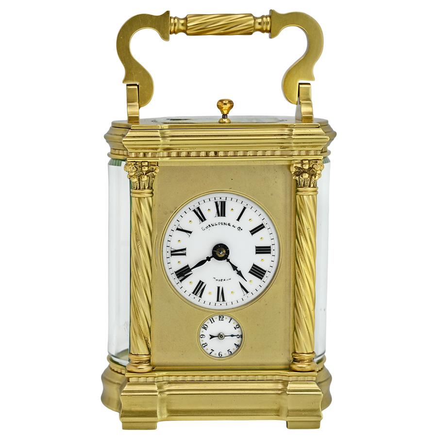 French Bow Side Barley Twist Column Carriage Clock - Renaissance Antiques
