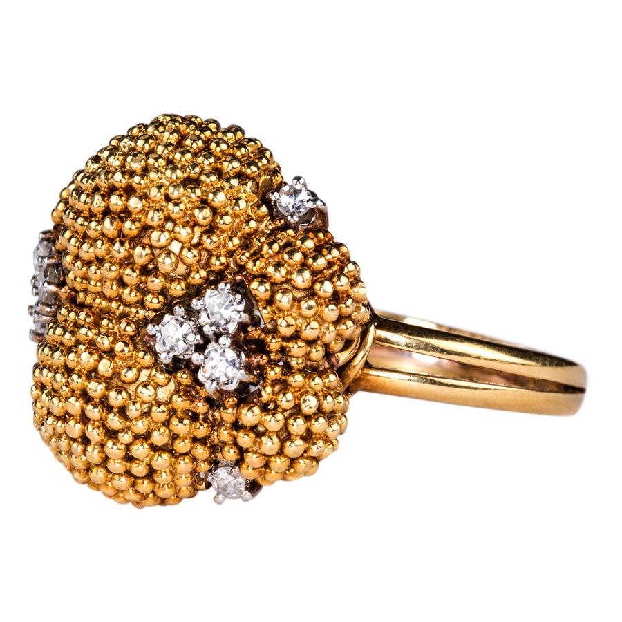 18K Yellow Gold and Diamond Cauliflower Style Ring - Renaissance Antiques