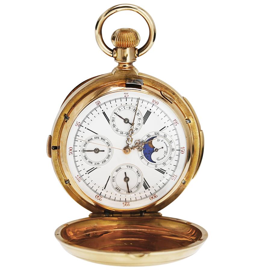 Rare Swiss Triple Complication Hunter Case Pocket Watch by Girard ...