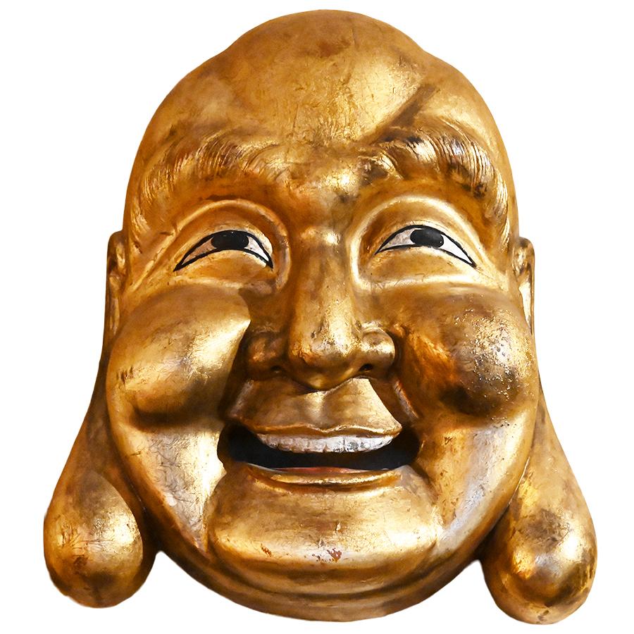 Japanese Large Laughing Buddha Mask - Renaissance Antiques