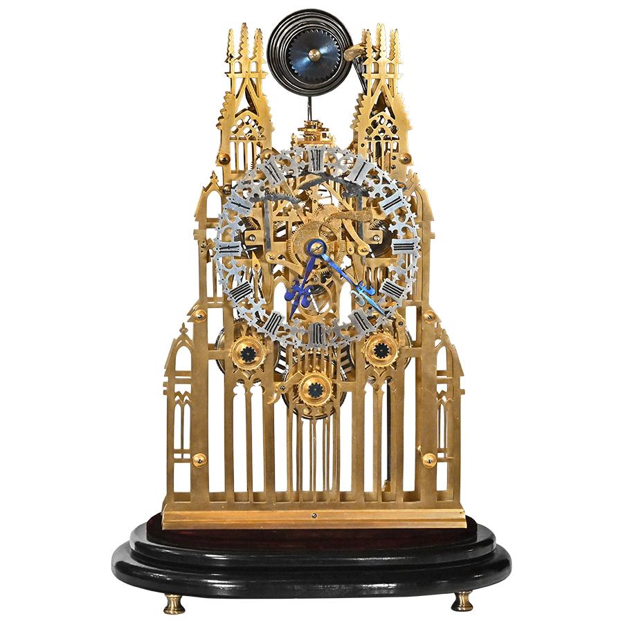 Rare English Three-Train Balance Wheel Skeleton Clock by Evans of ...