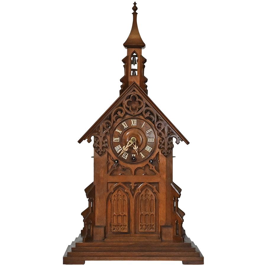 Rare Black Forest Bell Ringer Clock by Jacob Baurele in Cathedral-Form ...