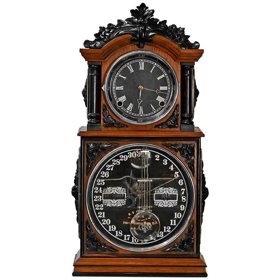 American Ithaca Model 3-1/2 Double Dial Parlor Calendar Clock ...