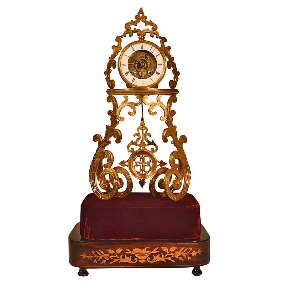 Rare French Skeleton Clock Renaissance Antiques