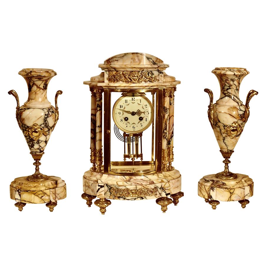 French Garniture Clock Set Renaissance Antiques