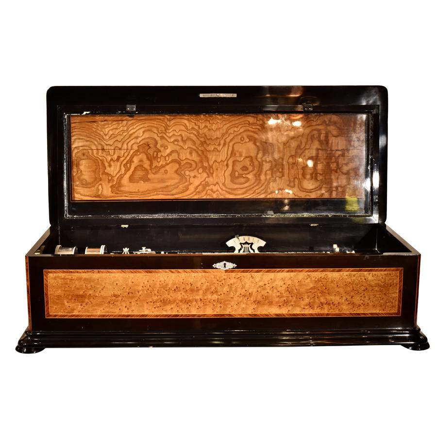 Swiss 13 1/8" Cylinder Music Box with Three Interchangeable Cylinders