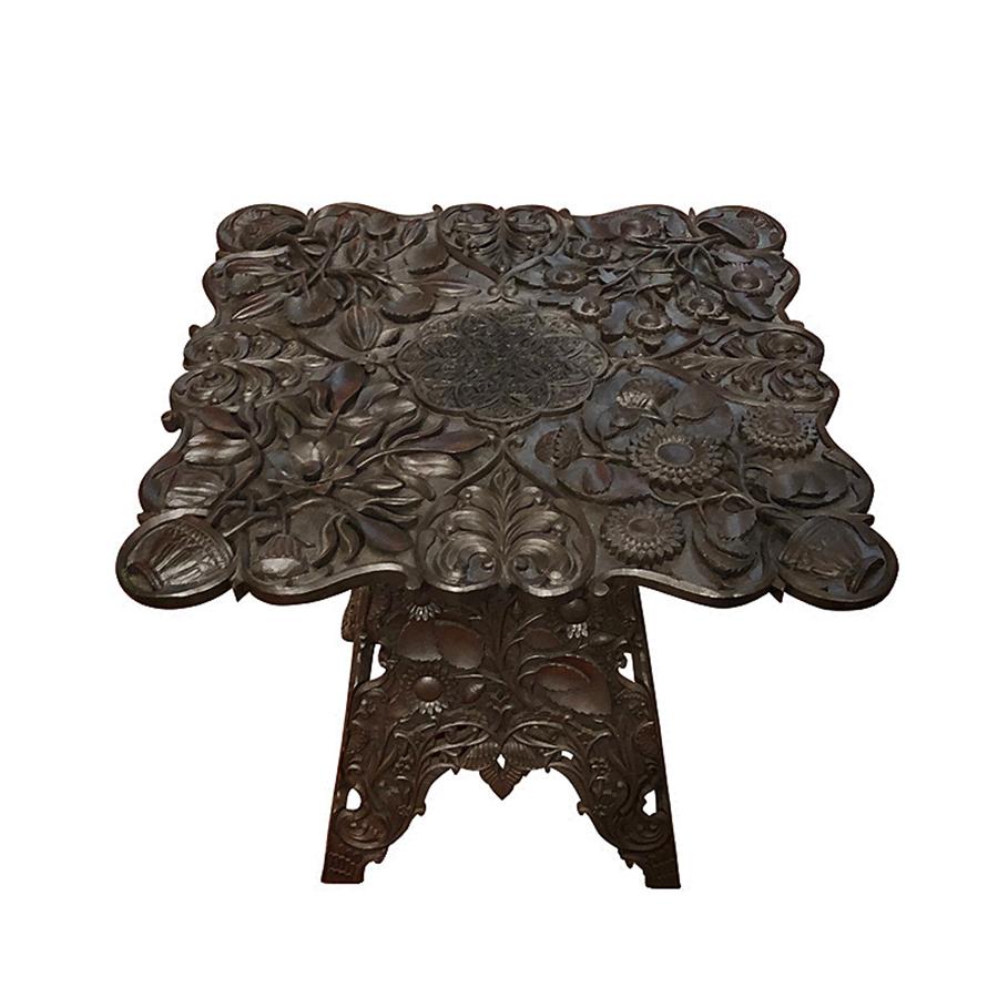 【sun flower】SINGER ビンテージ木製テーブル English Arts and Crafts Hand Carved Sunflower Motif Table