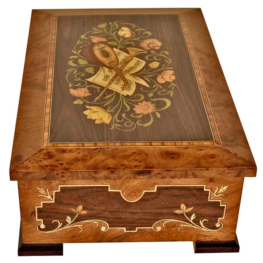 Modest Classical Box Italian Contemporary Cylinder Music Box with 72 Note Swiss Reuge ...