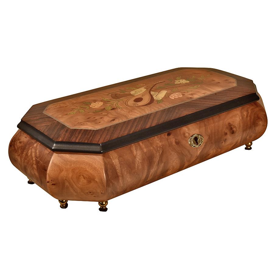 Modest Classical Box Italian Contemporary Octagonal Burlwood Music and Jewelry Box with ...