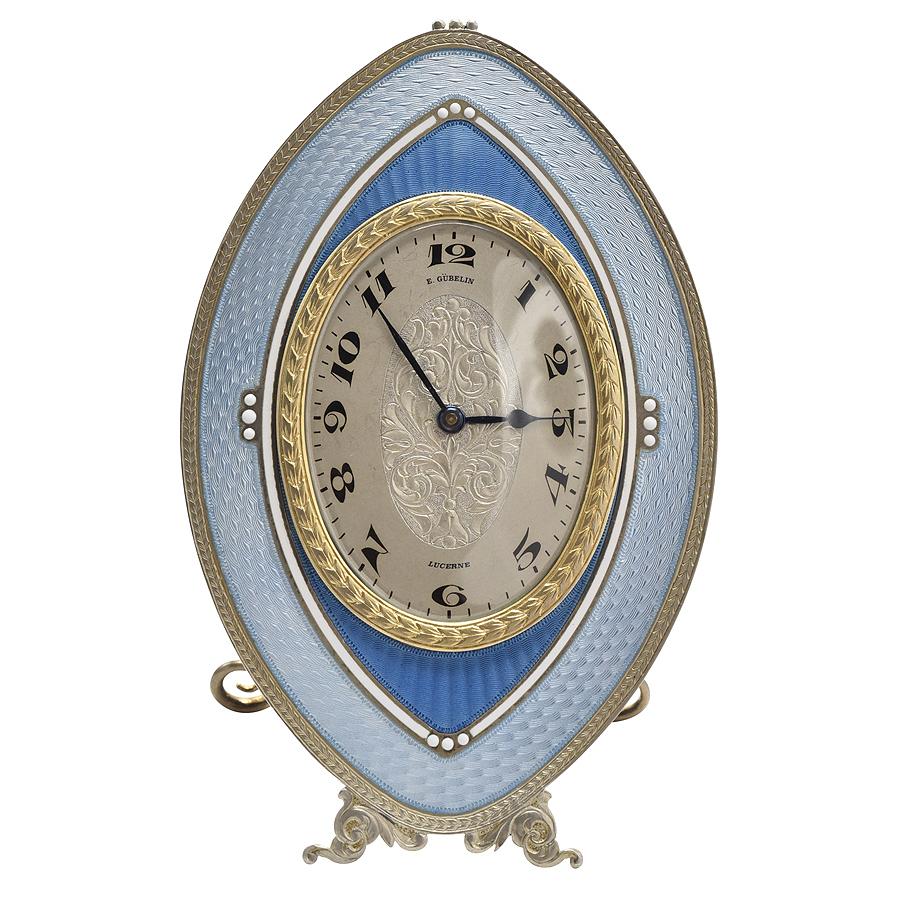 Swiss Art Deco Enameled Desk Clock Renaissance Antiques