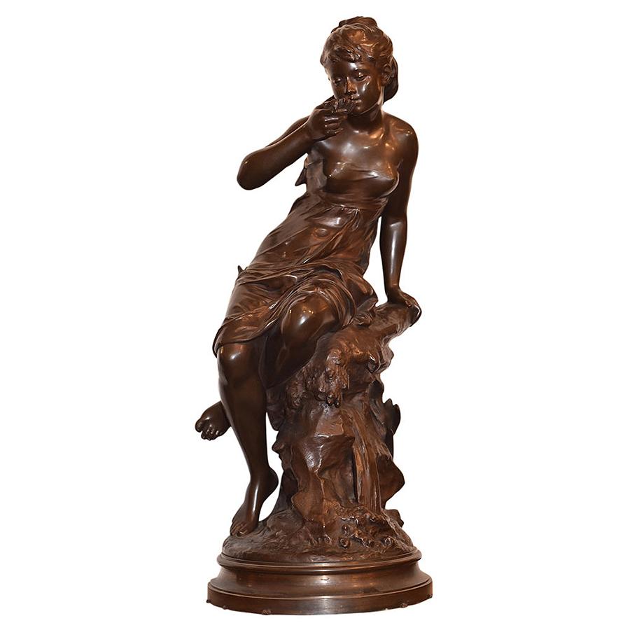 French Bronze Sculpture "La Source" by Mathurin Moreau Renaissance