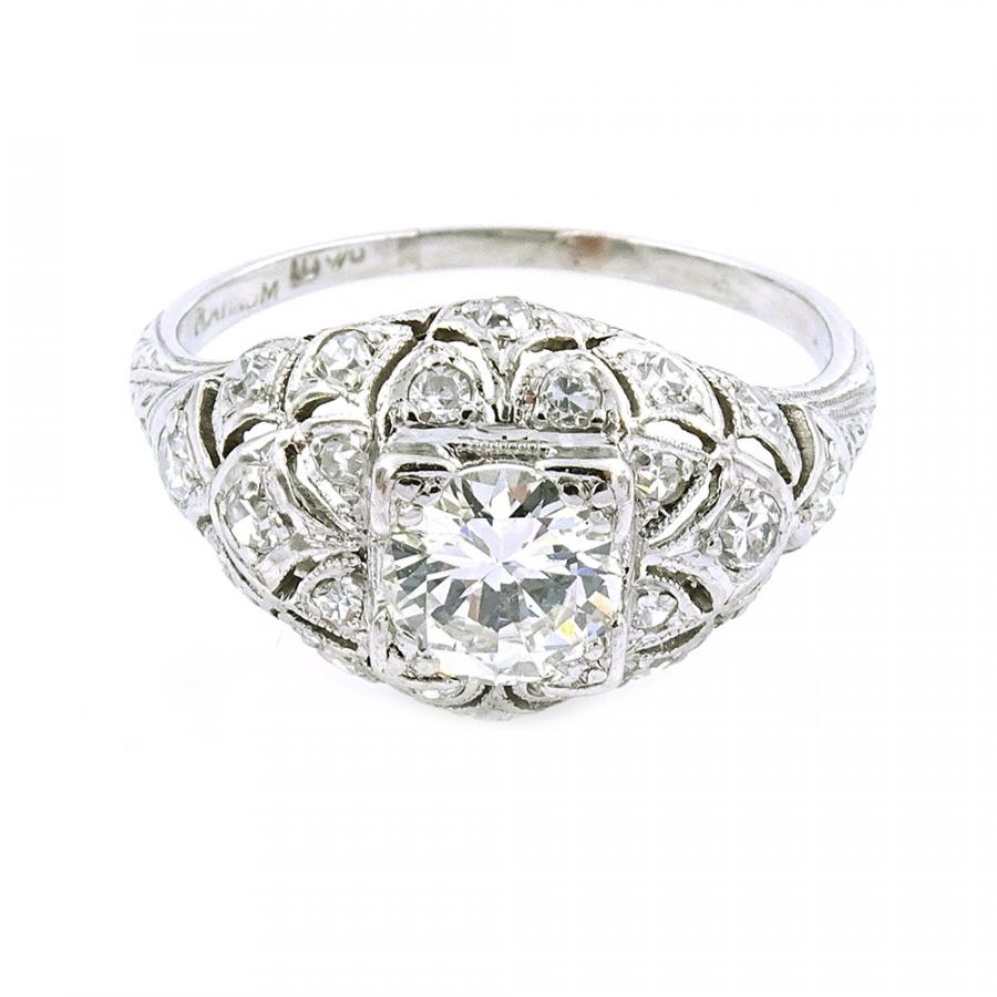 Platinum and Diamond Art Deco Period Ring Renaissance Antiques