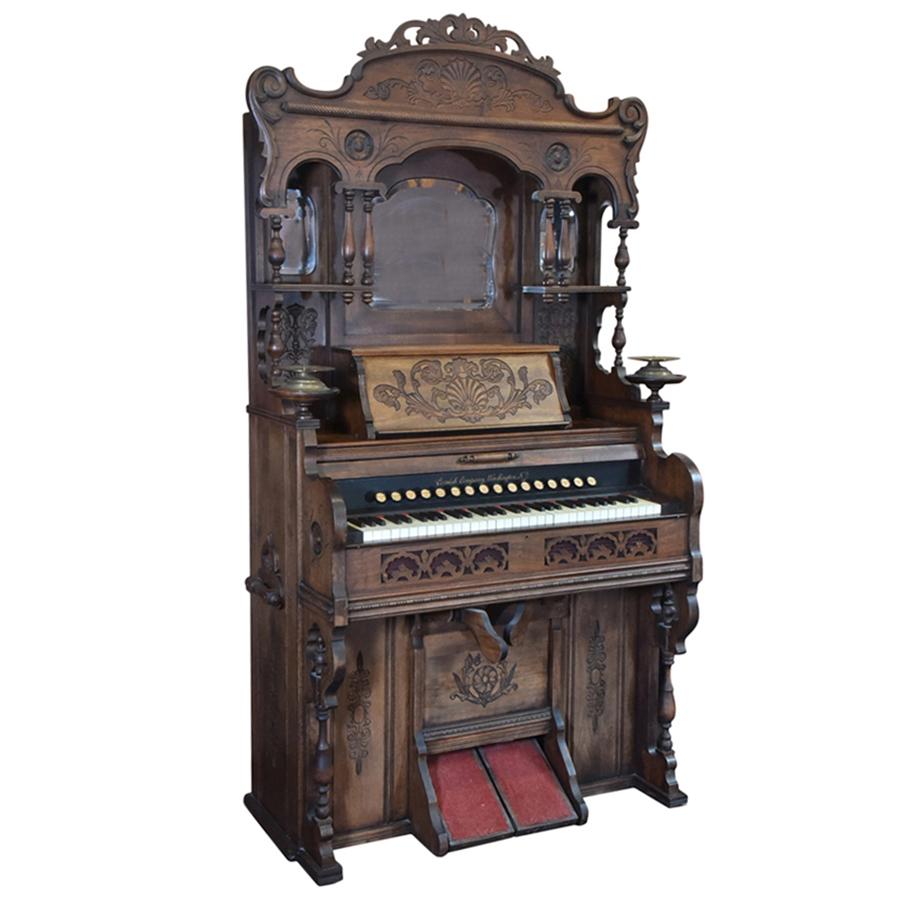 American Carved Walnut Parlor Pump Organ Renaissance Antiques